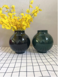 Black spherical glass vase