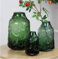 Water Ripple Foliage Grey/Green Glass Vase